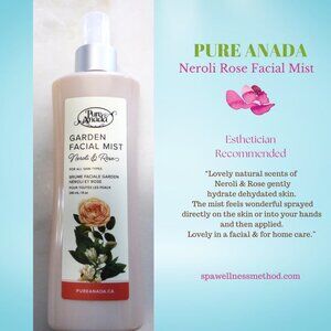 New! Pure Anada Garden Facial Mist Toner, Neroli & Rose Natural Vegan Hydrating